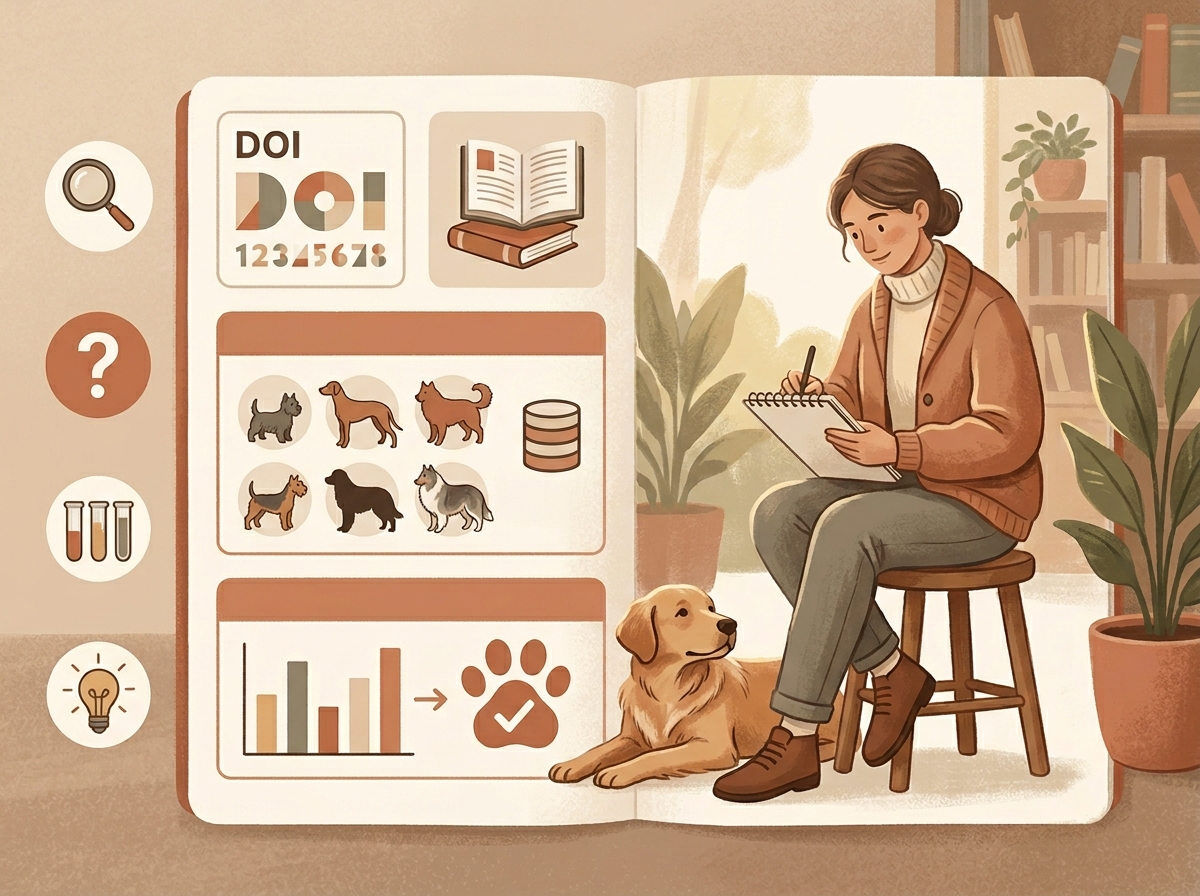 Шаблон карточки исследования (DOI, выборка, вывод) — иллюстрация к главе базы знаний.