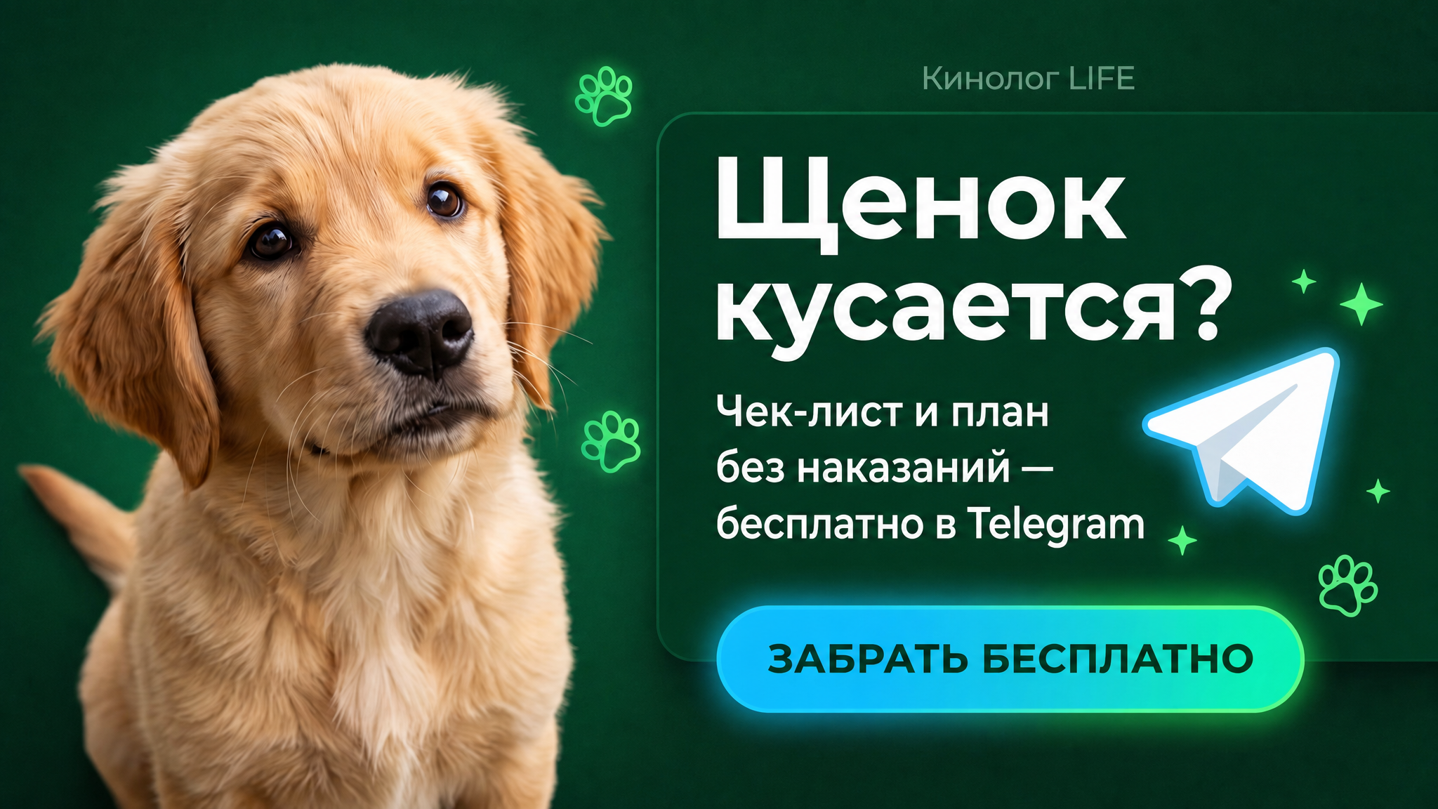 Методичка в Telegram: Щенок кусается - чек-лист и план без наказаний. Забрать бесплатно