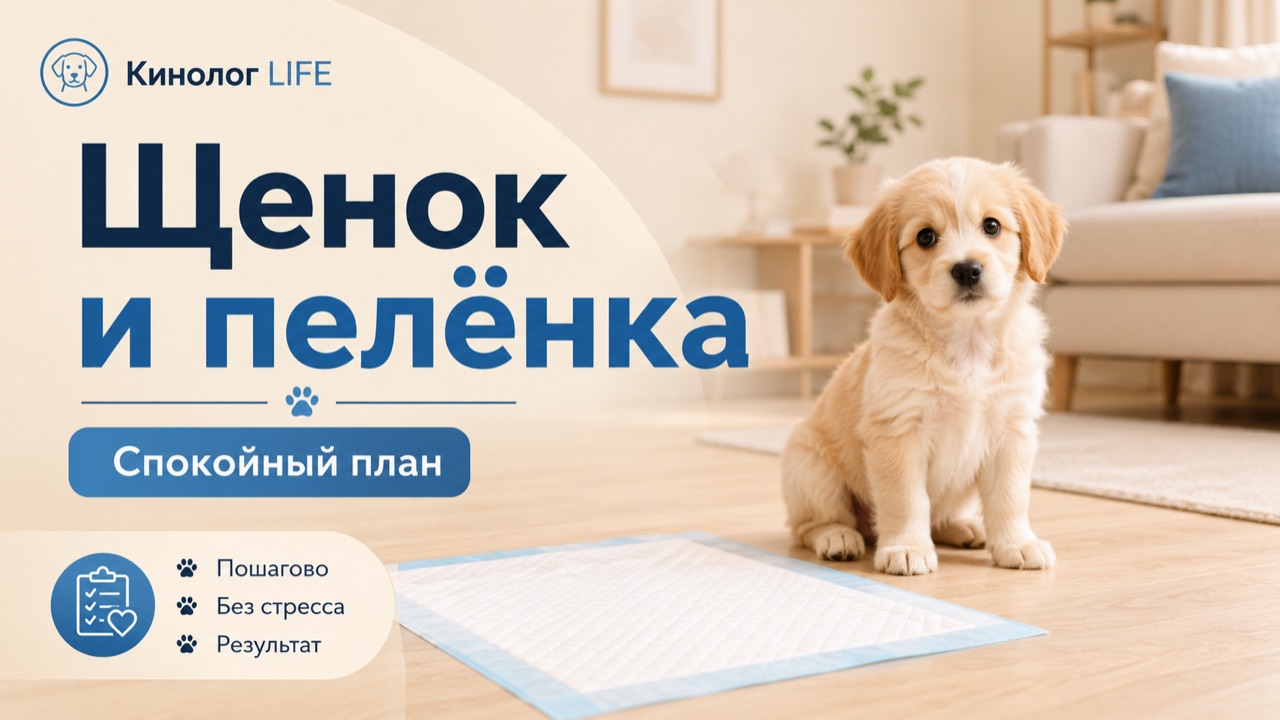 Щенок рядом с чистой пелёнкой в светлой квартире - как приучить щенка к пелёнке