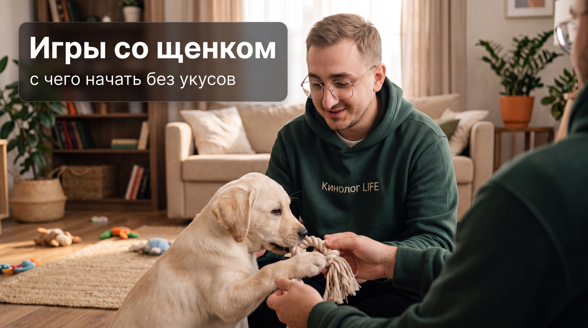 Кинолог LIFE показывает, как начать играть со щенком - короткие игры с игрушкой, без грубых игр руками