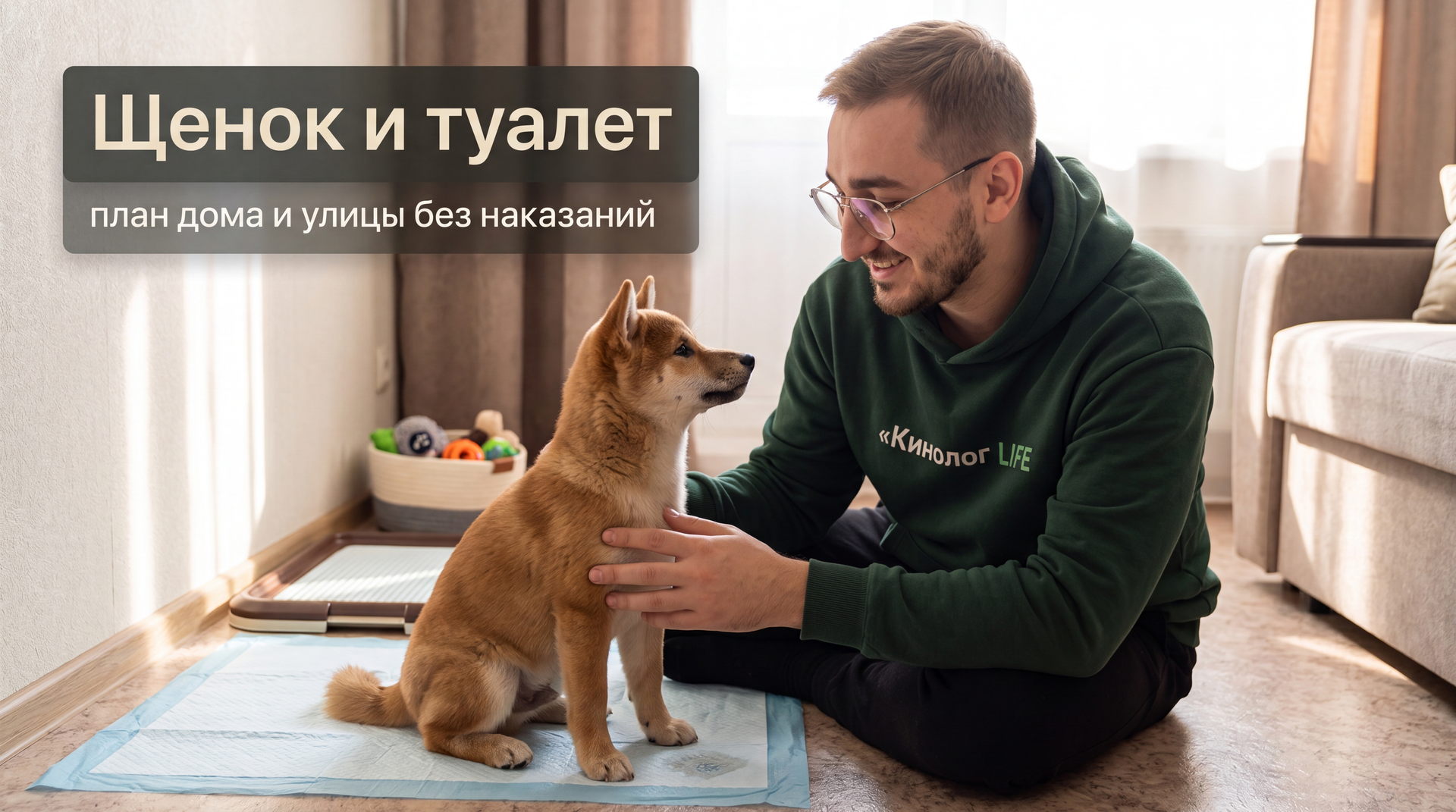 Кинолог Кинолог LIFE показывает, как приучить щенка к туалету - пелёнка дома и спокойный вывод на улицу